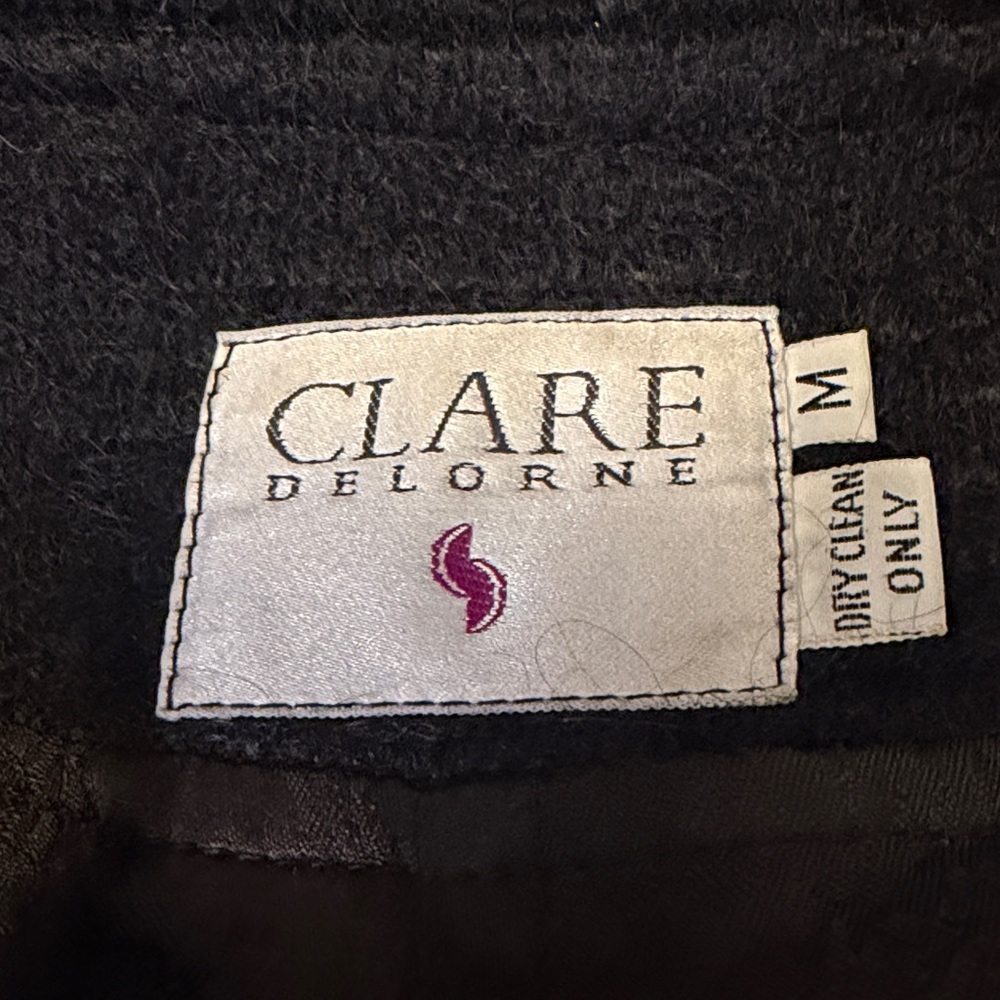 Custom black coat with gold trim full length Y2K medium shoulder pads - Picture 7 of 11